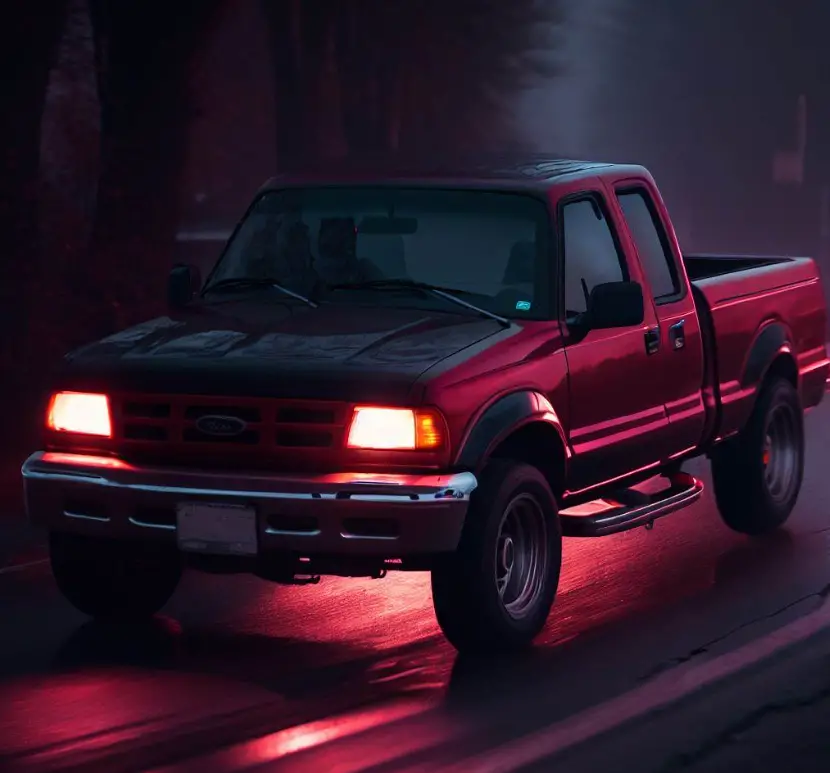 Ford F-150 1994 SVT Lightning night ride with lights on