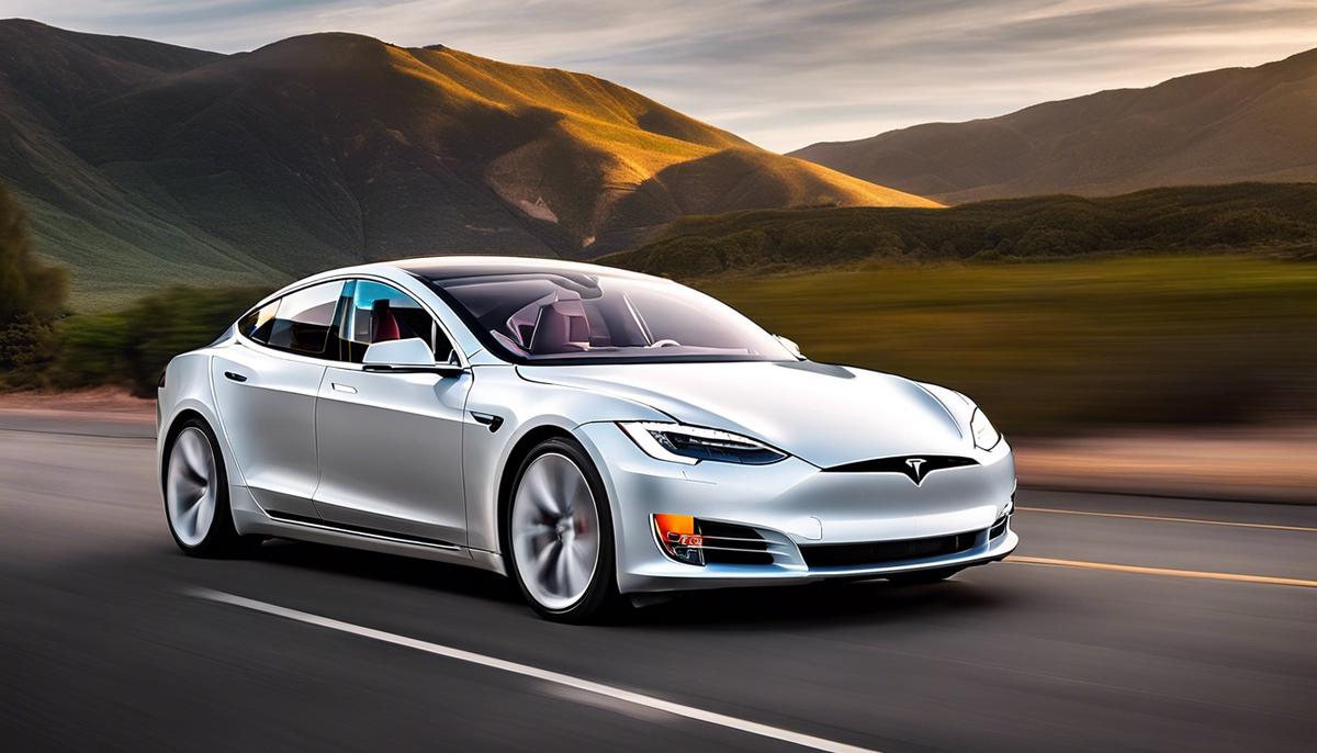 An image showing a Tesla car with air flowing smoothly around it