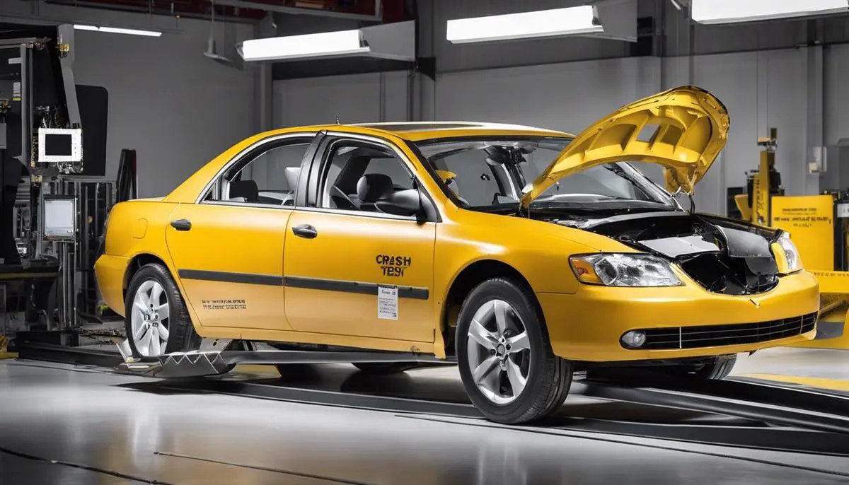 A crash test vehicle shows the importance of analyzing crash test data for safer vehicle purchases