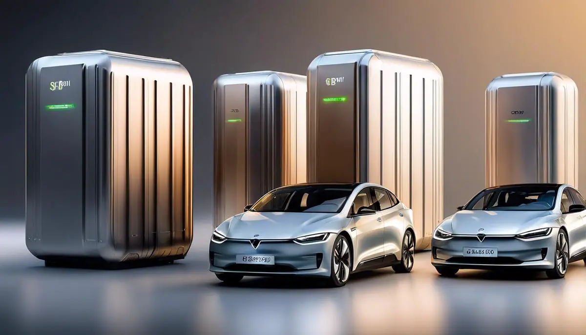 An image of electric vehicle batteries, showcasing different sizes and variants.