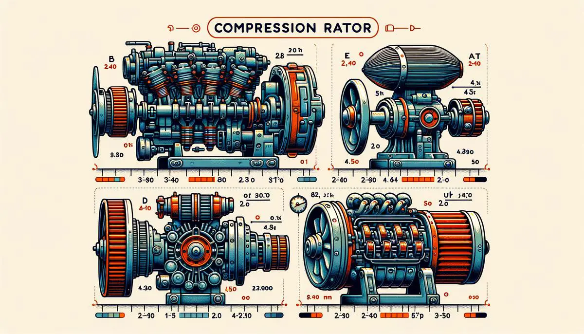 Various types of engines with different compression ratios
