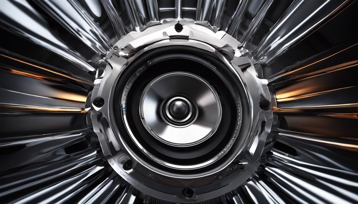 an image of an engine speaker producing sound waves in a car