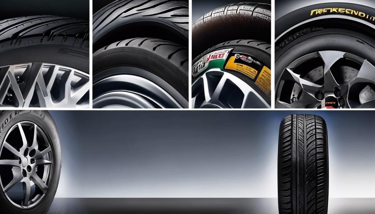 Image depicting various signs of tire wear and tear
