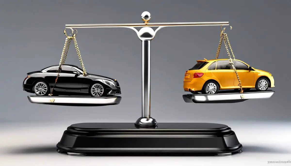 Image description: Weights on a balance scale, symbolizing weight distribution in cars